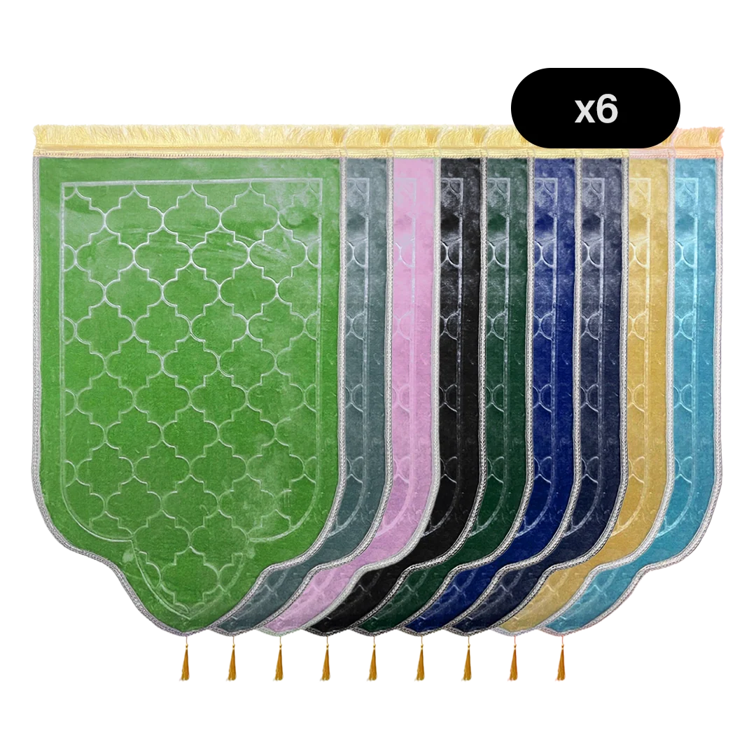 Lot de 6 Tapis de Prière Arabesques (Coloris Aléatoire) 70X110cm